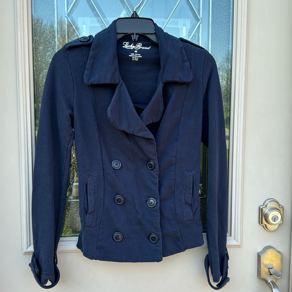 Lucky brand pea coat jacket navy blue size XS